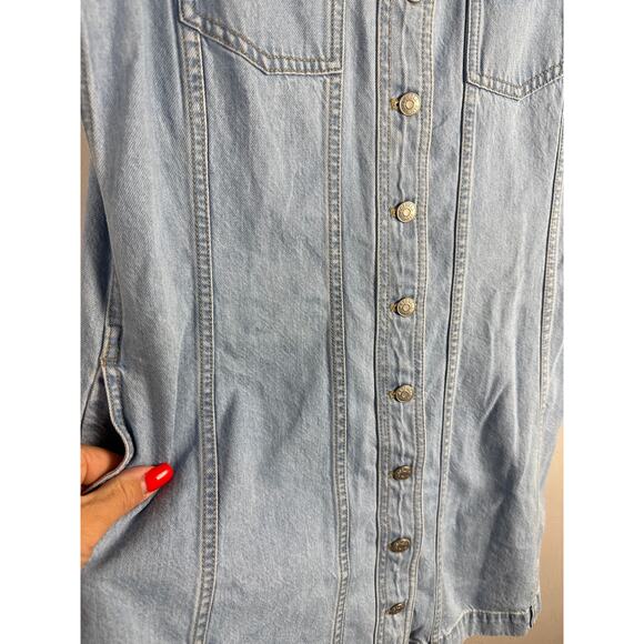 Madewell‎ Denim Sleeveless Seamed Mini Dress Palomilla Wash Size 12 - Picture 6 of 9